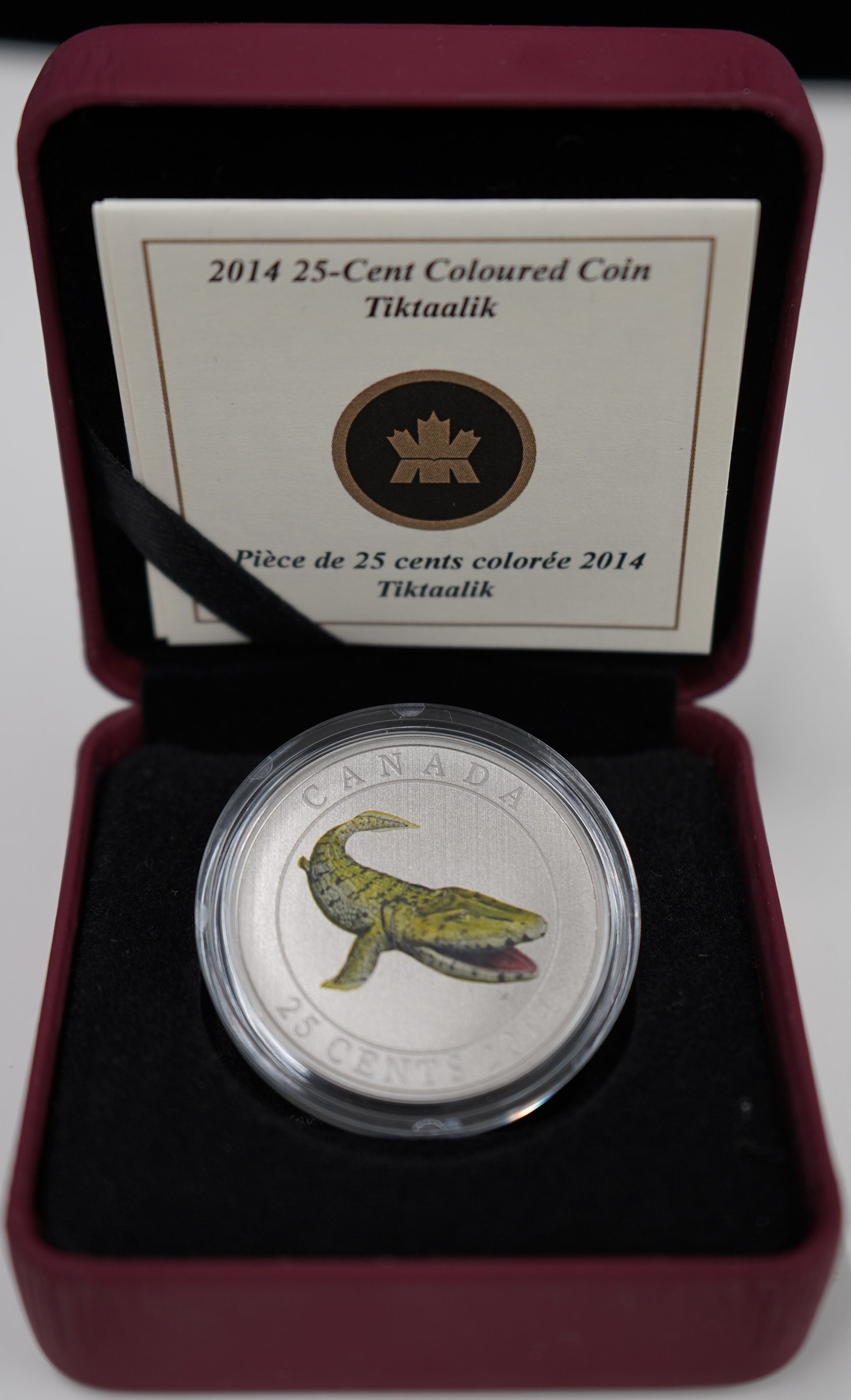 Royal Canadian Mint 2014 25-Cent Coloured Coin Tiktaalik Box