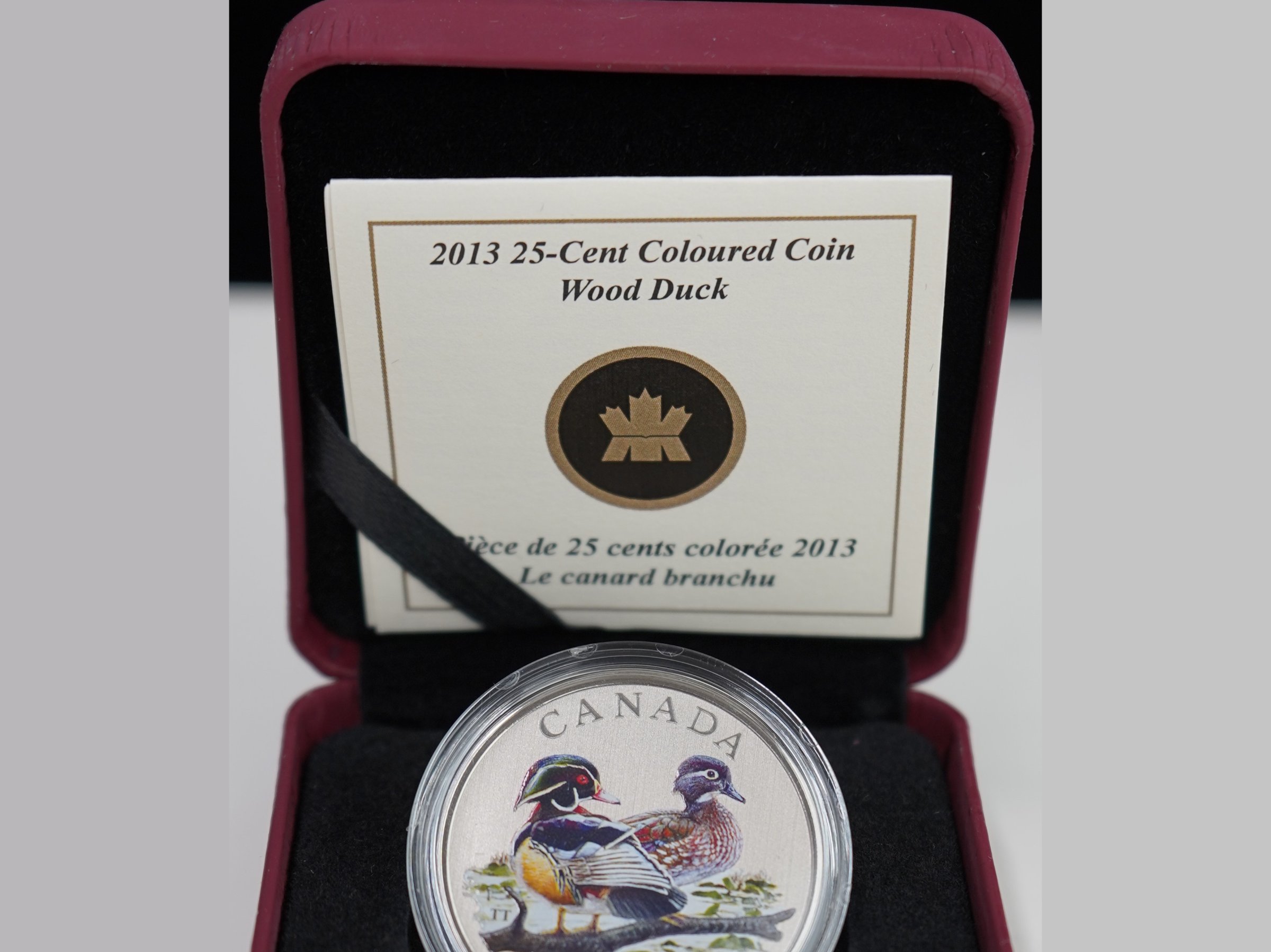 Royal Canadian Mint 2013 25-Cent Coloured Coin Wood Duck with Case and COA