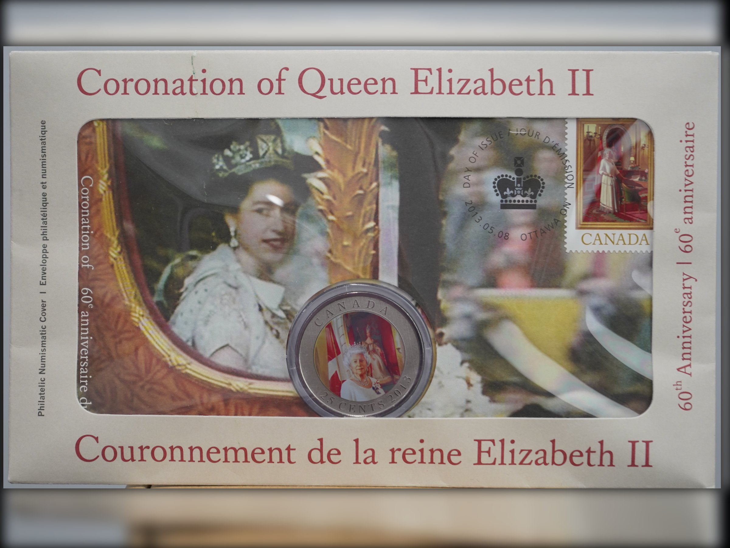 2013 Canada Post Queen Elizabeth II Coronation 60th Anniversary PNC with 25-Cent Coin
